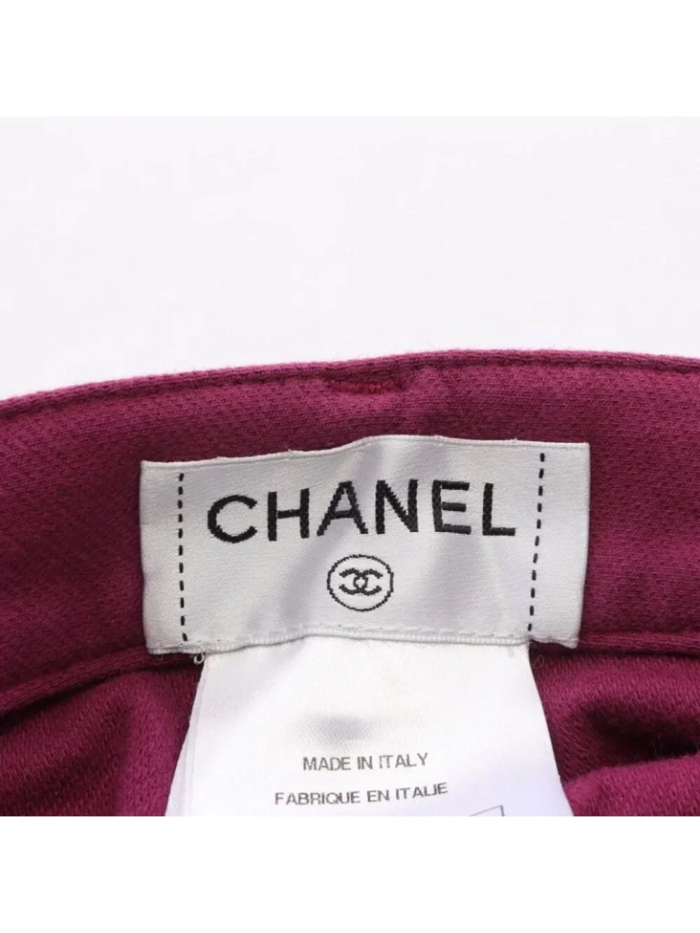Chanel Pants CC Logo Button Tweed Trim Skinny Cotton